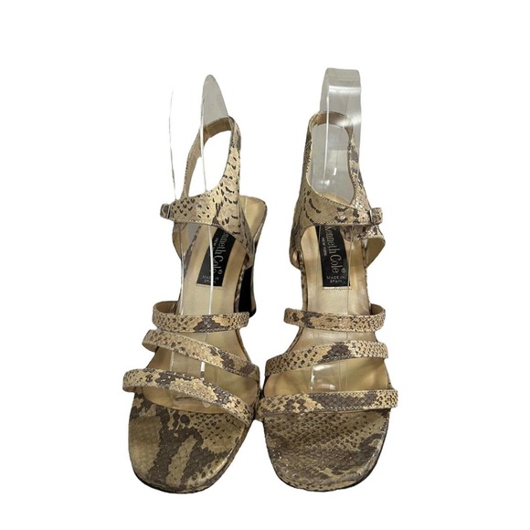 Vintage 90s Y2k Kenneth Cole Chunky Strappy Snakeskin Heels SZ 9 - Picture 4 of 16